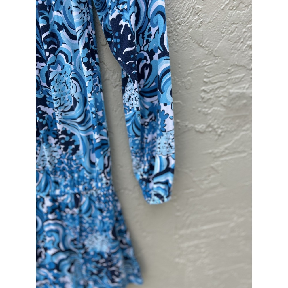 Lilly Pulitzer Blue Floral Paisley Off The Shoulder Long Sleeve Romper XXS - Picture 4 of 5
